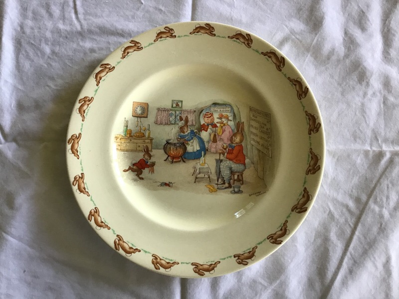 Royal Doulton Bunnykins Mrs Moppets tea room Signed large plate